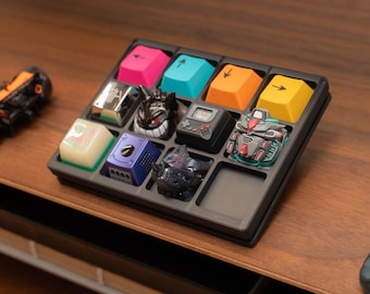 Customizable Artisan Keycap Tray 4x3 Large | Display 12 Mechanical Keyboard MX Keycaps | Multiple Colors and Accents
