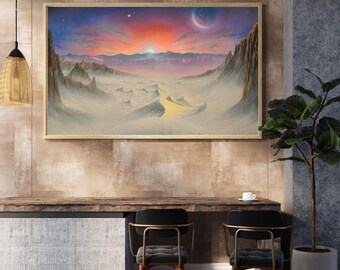 desert landscape painting/desert dunes painting/canyon painting/desert wall art/desert art print/fantasy painting