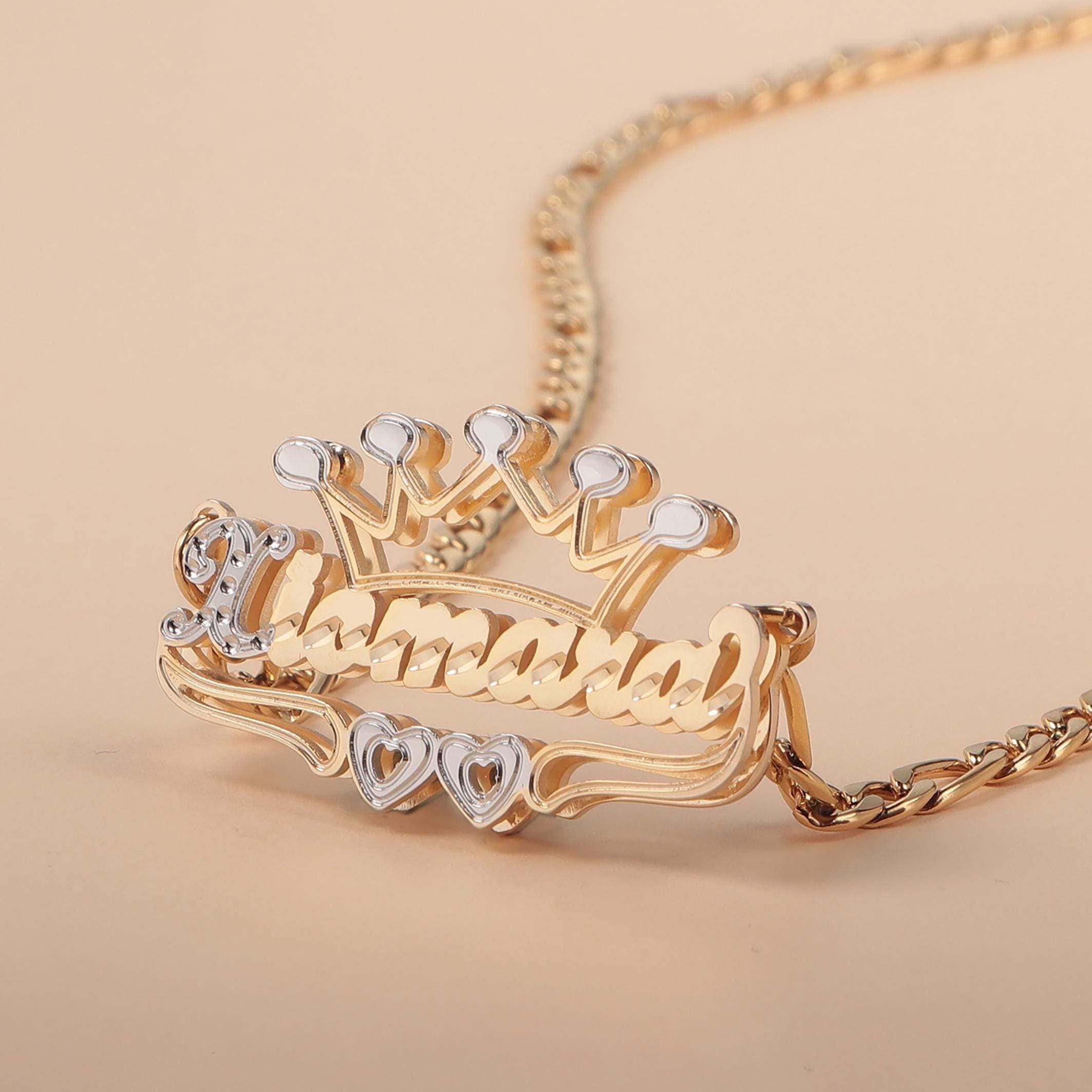 Collana Personalizzata Con Nome Doppio Strato – Placcata Oro 18K – Regalo Per Donna, Fidanzata, Moglie O Mamma