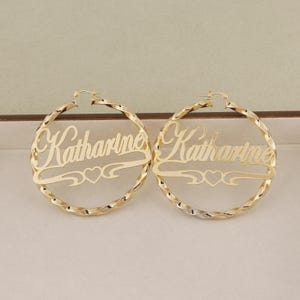 Custom Twisted Earrings, Name Hoop Earrings, Large Hoop Earrings, Gold Letter Hoops, Personalized Earrings, Gifts for Mom, Christmas Gifts