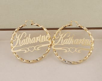 Custom Name Hoop Earrings, Personalized Jewelry, Women's Gift