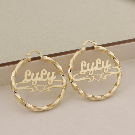 Custom Name Earrings, Name Jewelry, Gold Hoop Earrings, Name Hoop