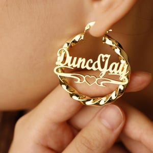 Custom Name Earrings, Custom Name Hoops, Personalized Name Earrings, Minimalist Hoops, Hoop Earrings, Gold Name Earring, Jewelry Gift