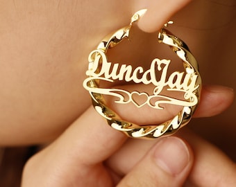 Custom Name Hoop Earrings, Personalized Jewelry Gift