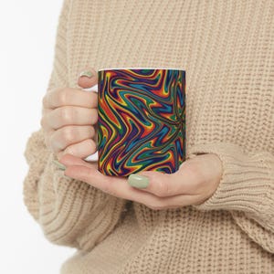 Psychedelic Starburst Mug, Colorful Coffee Cup, Unique Tea Mug, Boho Kitchen Decor, Celestial Drinkware, Trippy Ceramic Cup