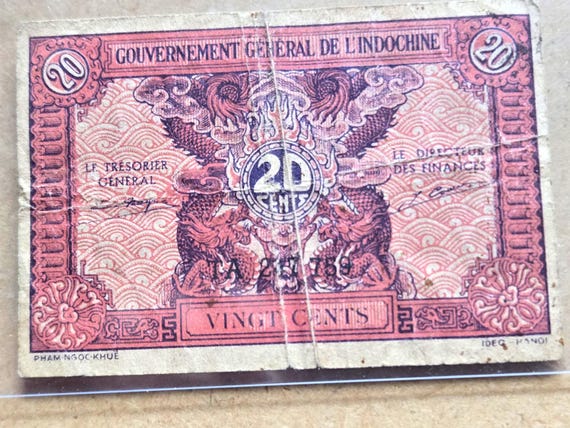 French Indochina 1942 20 Centimes Banknote