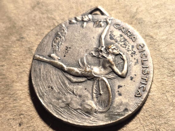 1910 Italy Cycling Race Silvered Bronze Medal