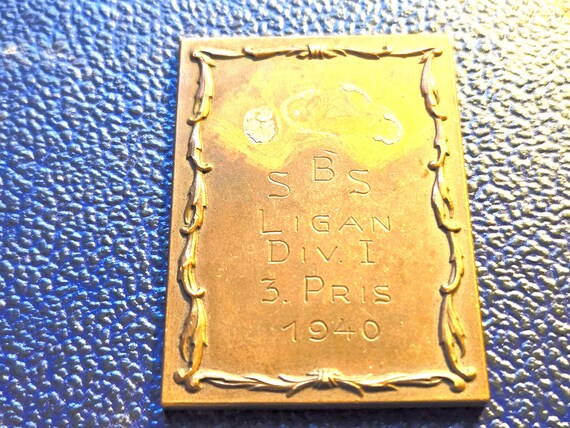 Antique 1940 3rd Prize Medal-SBS Ligan Division One (Early Swedish Football League) 46MM X 34MM