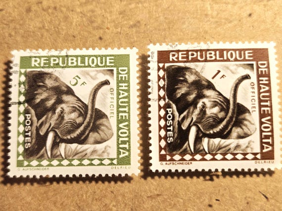 1963 Two "Elephant" Stamps Upper Volta Africa