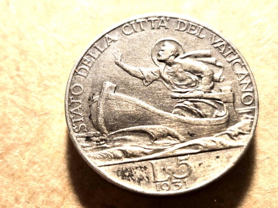 1931 Vatican 5 Lire Pope Pius XI 23MM