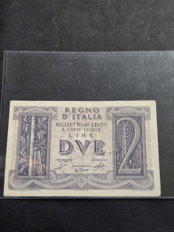 1939 Italy 2 Lire Banknote