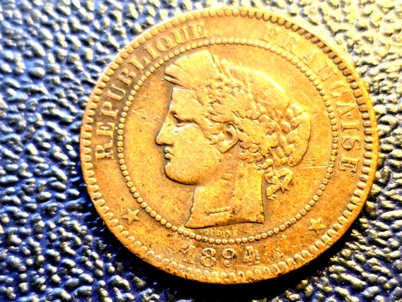 1894A France 10 Centimes Small Scratches 30MM