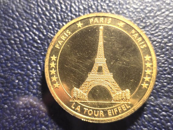 Eiffel Tower Paris Bronze Proof Medallion Europa Riding Bull 34MM