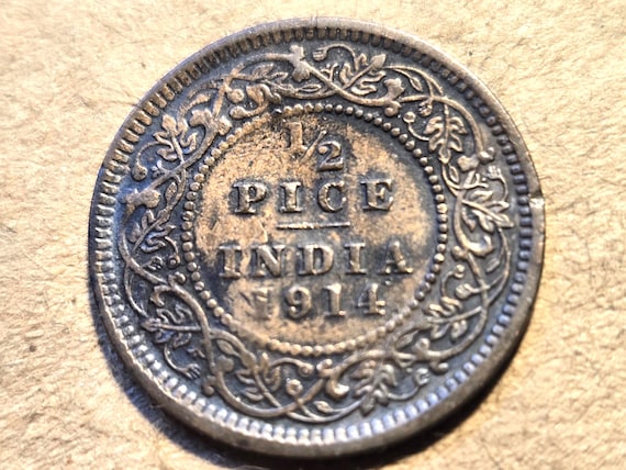 1914 India 1/2 Pice Toned