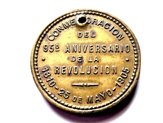 1905 Argentina Rare National Industrial School 95th Anniversary Of 1810 Revolution 28MM Holed