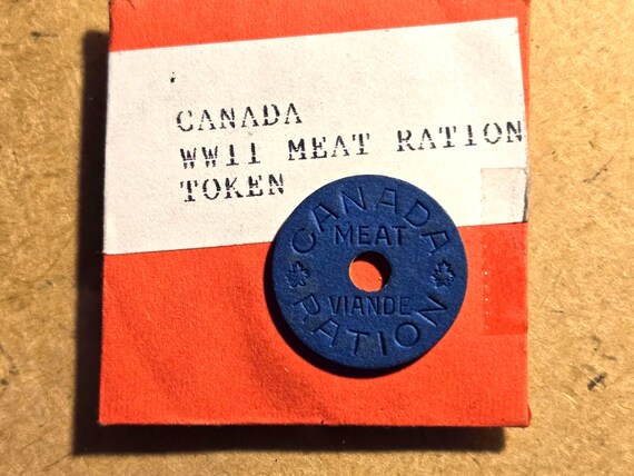 1945 Canada Meat Ration Token-Made Of Wood Fibre To Combat Counterfeiting
