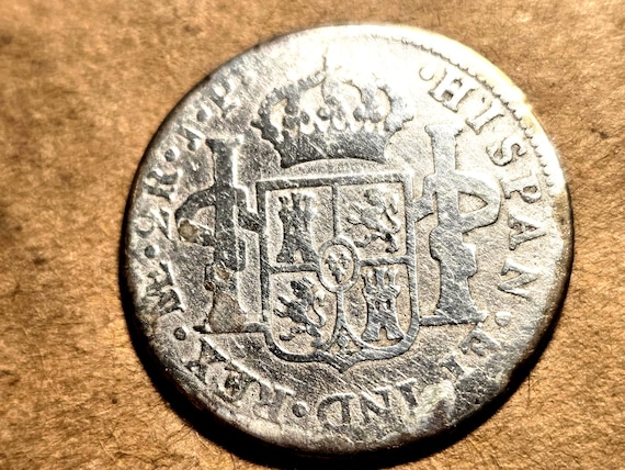 1818 Peru Silver-Plated 2 Reales Melt Value 6.11