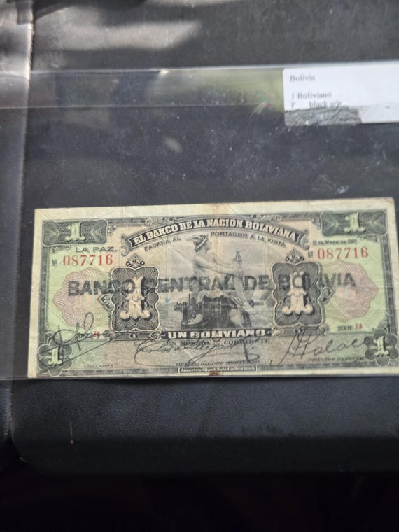 Bolivia 1929 One Boliviano Banknote