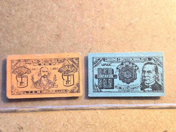 1915 Mexico Vera Cruz Emergency Revolution War Card Board Money Under Carranza