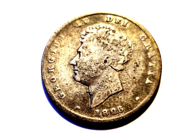 1826 Great Britain Silver Shilling KG IV 24MM #A30