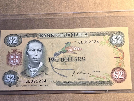 1992 Jamaica Unc. Two Dollar Banknote