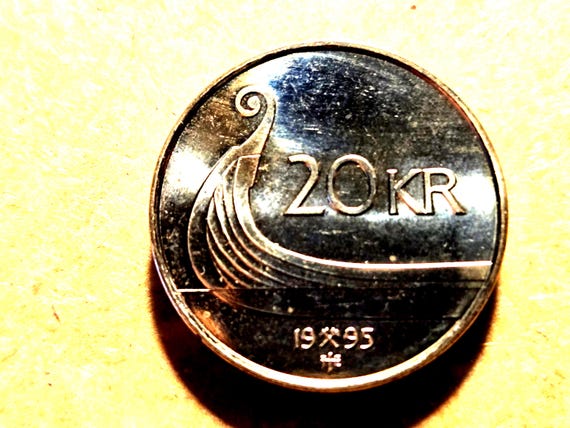 1995 Norway Proof 20 Kroner 27.5MM 9.9G Viking Ship