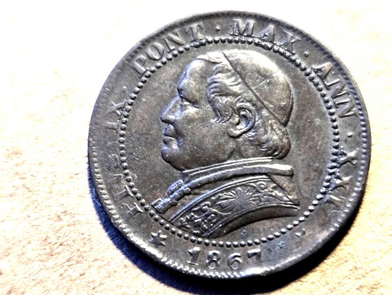 1867R SD One Soldo Italy-Papal States Pope Pius IX (Longest Ruling In Papal History)