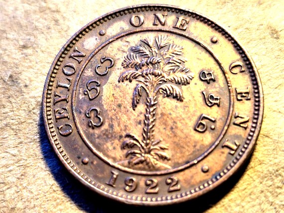 1922 Ceylon-British One Cent Red Tones