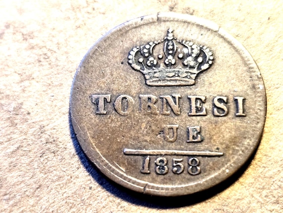 1858 Italy-Naples Tornesi Copper 38MM