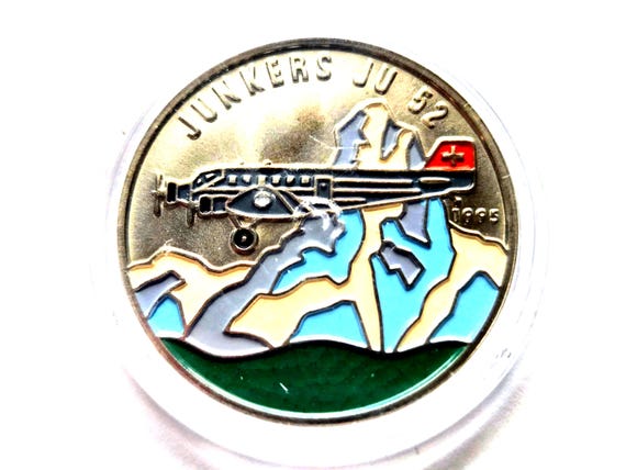 1995 Republic Of The Congo Colorized Proof-Like 100 Francs Junkers 52 "Unite Travel Progress" 32MM