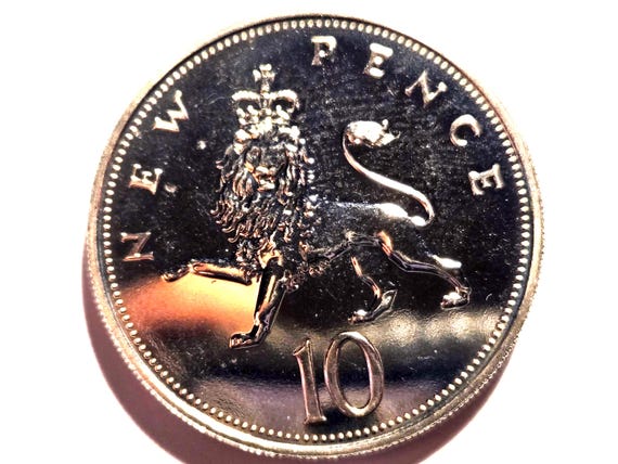 1971 Great Britain Proof 10 New Pence 28MM