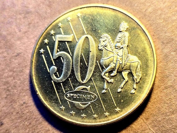 2003 Romania 50C Unc. Trial Pattern Issue Pre-Euro 33MM