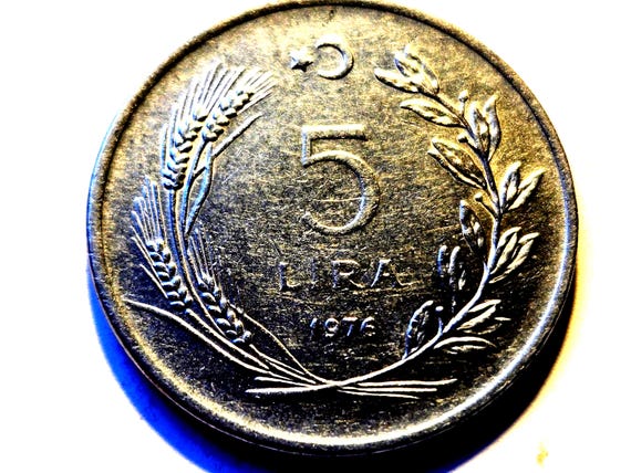 1976 Turkey 5 Lira 32MM