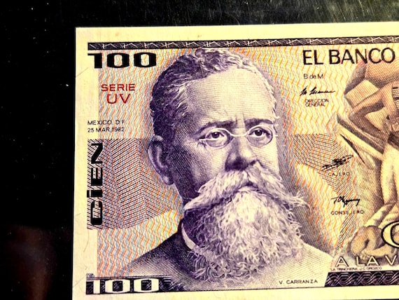 1982 Mexico 100 Pesos Banknote Unc. Carranza