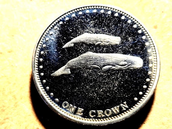 2008 British One Crown Whale Motif Tristan Da Cunha Proof-Like 40MM