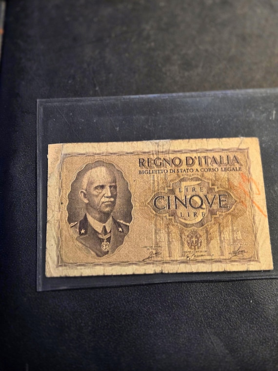 1940 Italy 5 Lire Banknote