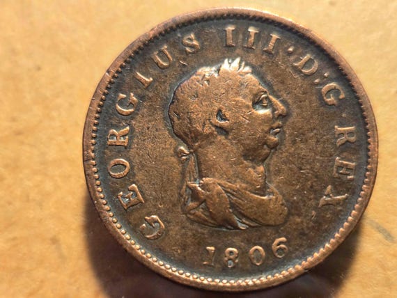 1806 Great Britain Half Penny Deep Red Tone 28.7MM Copper