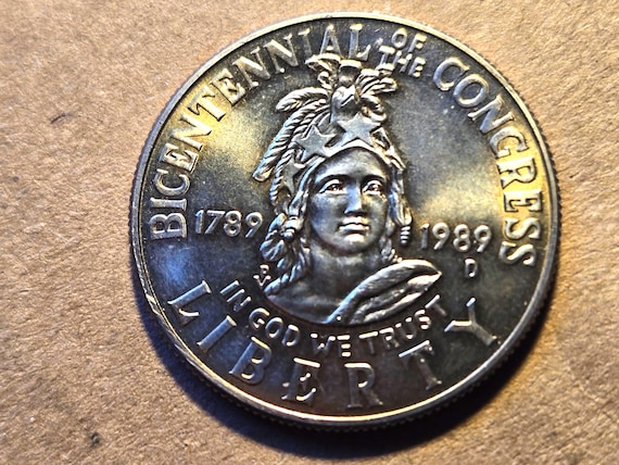 1989 Proof-Like Half Dollar Bicentennial Of The Congress Small Smudge On Reverse