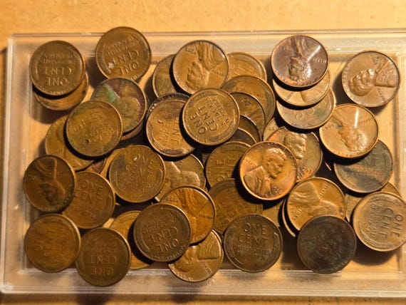 50 U.S. Pennies 1950s Average Circulation