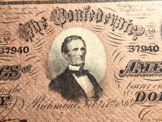 1864 Richmond Virginia 50 Dollar Banknote