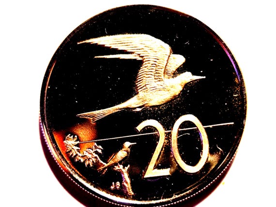 1972 Cook Islands Proof 20 Cents Fairy Bird 28.52MM