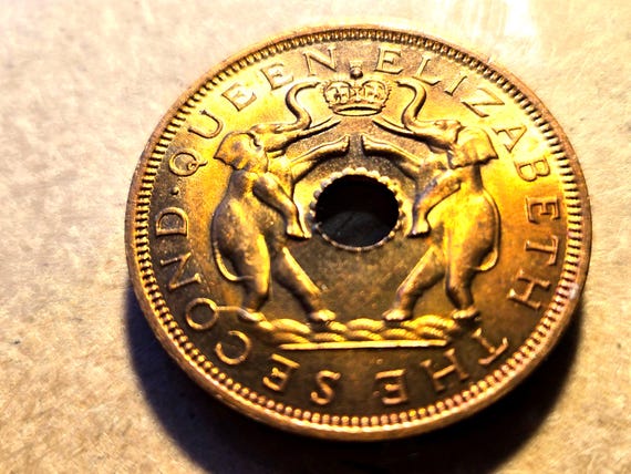 1962 Rhodesia One "Elephant" Penny Beautiful Tones