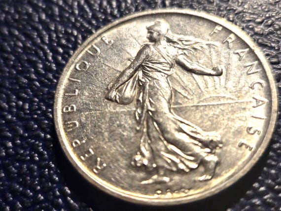 1960 France Silver 5 Francs 29MM