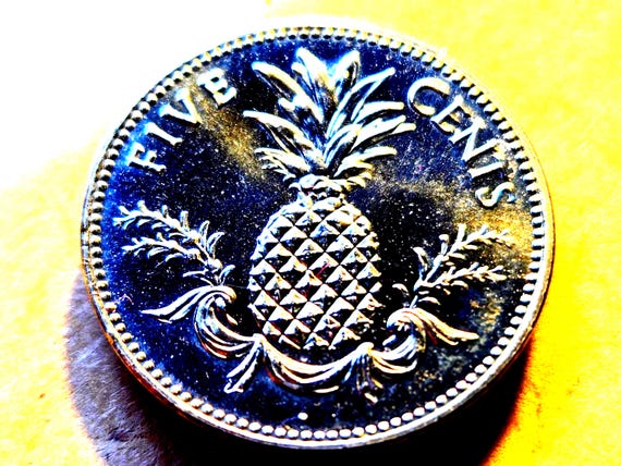 2005 Bahamas 5 Cents Proof-Like Pineapple 20MM