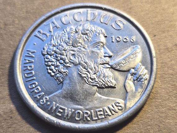 1968 Vintage 71st Mardi Gras New Orleans "Bacchus" Souvenir Alum. 38MM
