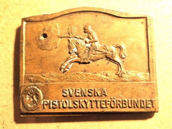 Antique Medal Swedish Pistol Shooting Association 60MM X 73MM 6 Ounces