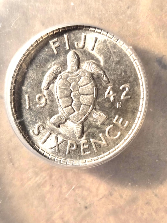 1942-S Fiji Islands Silver Six Pence ANACS Certified