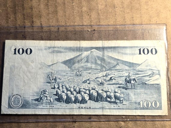 1961 Iceland 100 Kronur Banknote