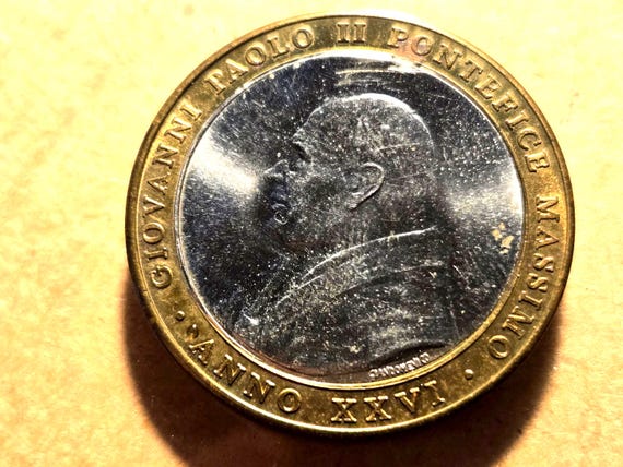 Vatican Medallion Pope Paul II + Pope Benedict XVI 35MM