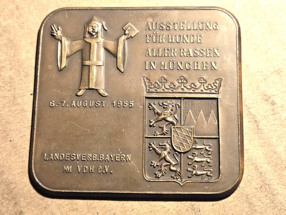 1955 Germany-Munich Canine Expo Plaque By Pollath 70X66MM